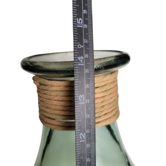 Large Glass Vase Made in Spain Hand Blown Rustic Green Jute Vidrios San Miguel - Picture 5 of 8